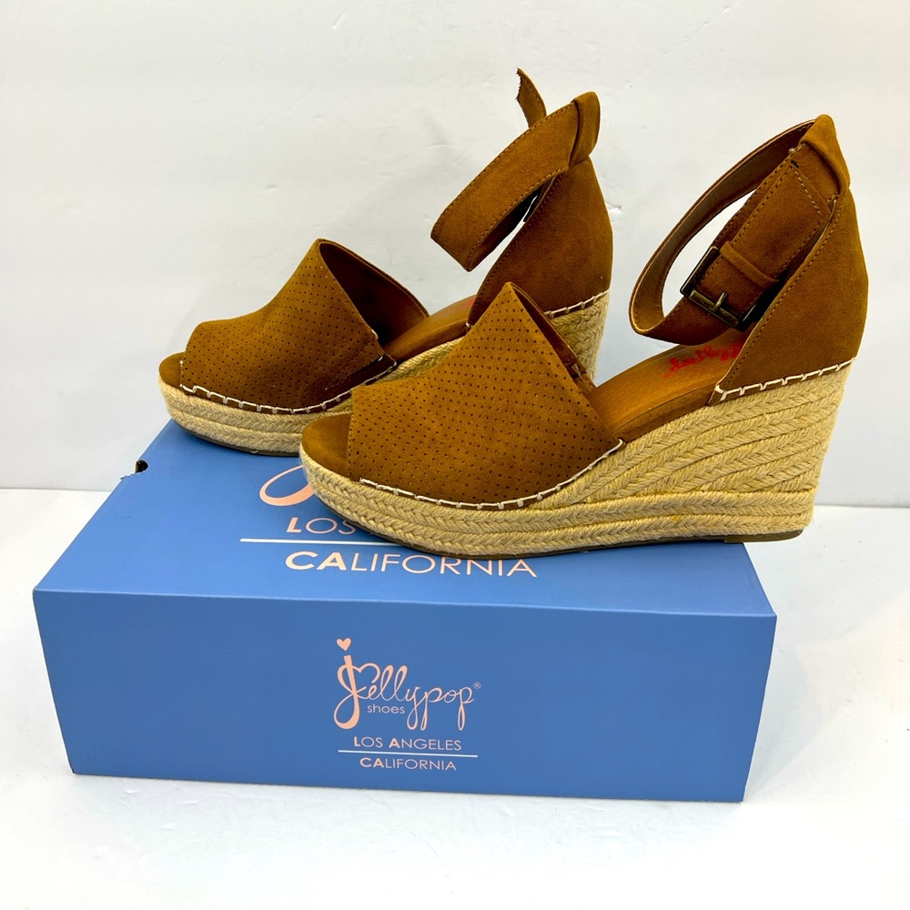 JELLYPOP, RAVISHING CONGAC ESPADRILLE, PEEP TOE,WEDGES ADJUSTABLE ANKLE LOOP 10M